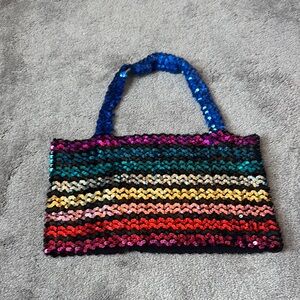 Vintage Toppettes Sequin Rainbow Halter Top SIZE XL